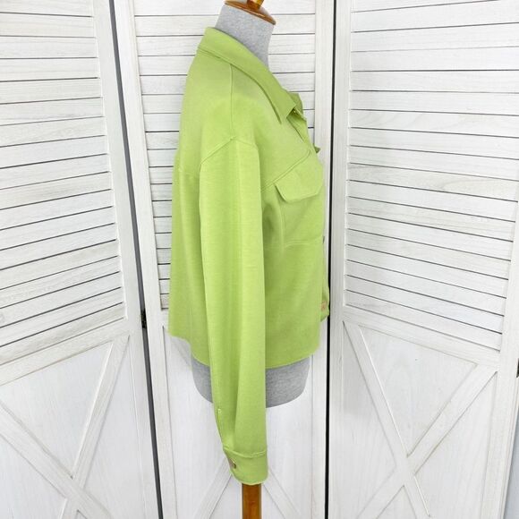 Joie Reverse Seam Jersey Knit Crop Lady Jacket Lime Green XS - Picture 3 of 13